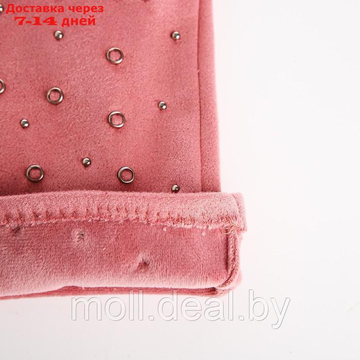 Перчатки жен 24*0,3*8,5 см, замша, безразм, без утеплителя, металл круги, розовый - фото 3 - id-p220112256