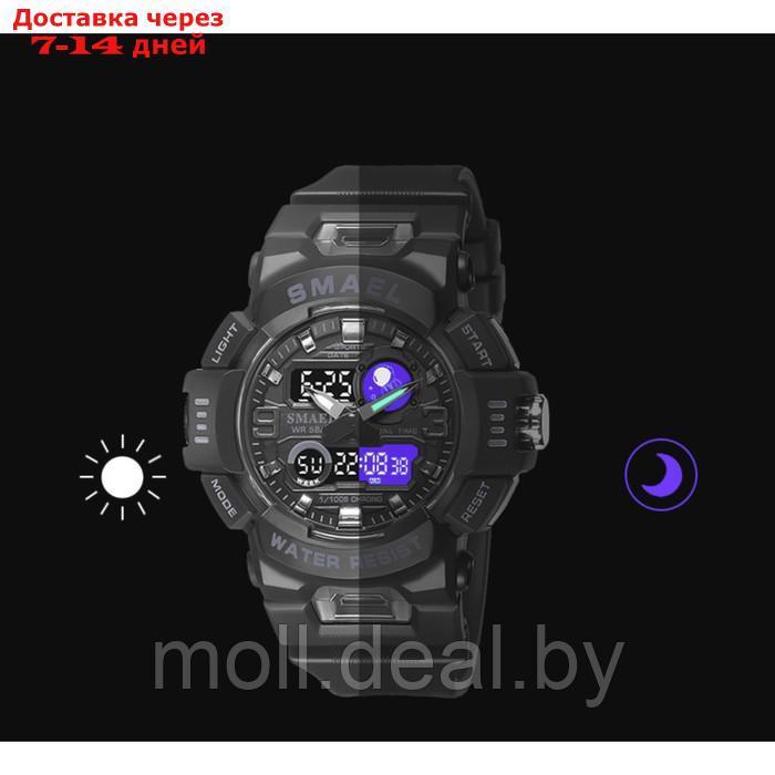Часы наручные электронные, с будильником, d-5.3 см, ремешок l-27 см, 5 ATM, черные - фото 2 - id-p220112292