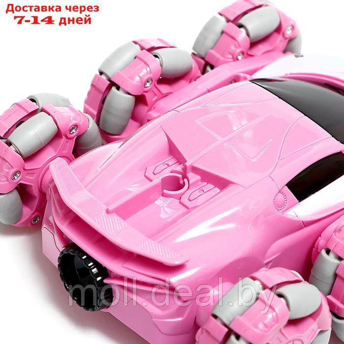 Машина радиоуправляемая "Трюковая"с аккумулятором, эффект дыма, цвет розовый - фото 5 - id-p220110326