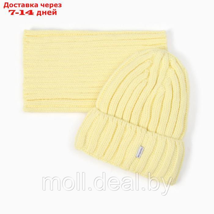 Комплект детский (шапка, снуд), А.5323, цвет желтый, р. 54-56 - фото 4 - id-p218424610