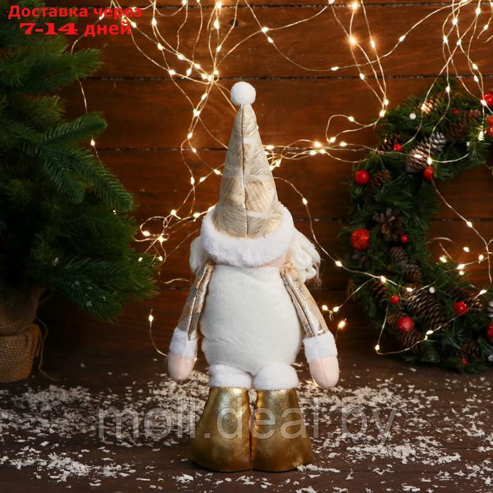 Мягкая игрушка "Дед Мороз в костюме с ромбиками" стоит, 15х30 см, золото - фото 2 - id-p220110365