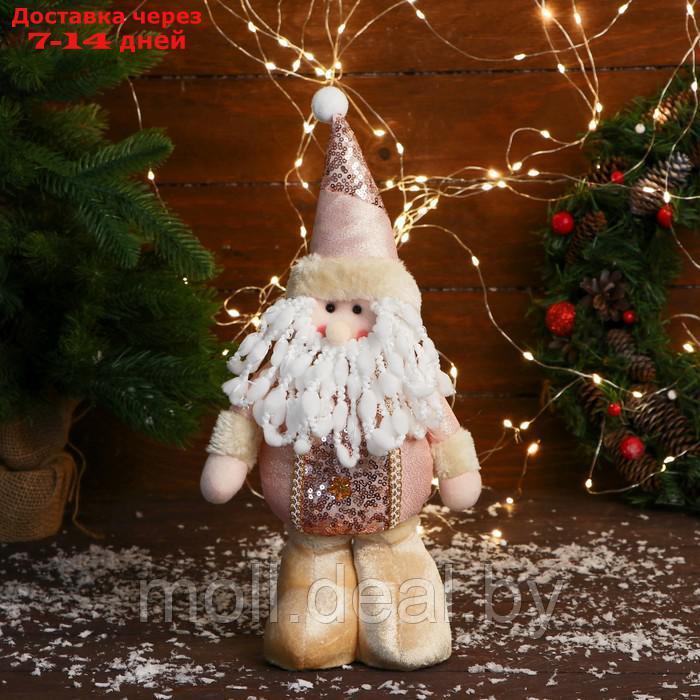 Мягкая игрушка "Дед Мороз в костюме с цветочками" стоит, 13х30 см, розовый - фото 1 - id-p220110366