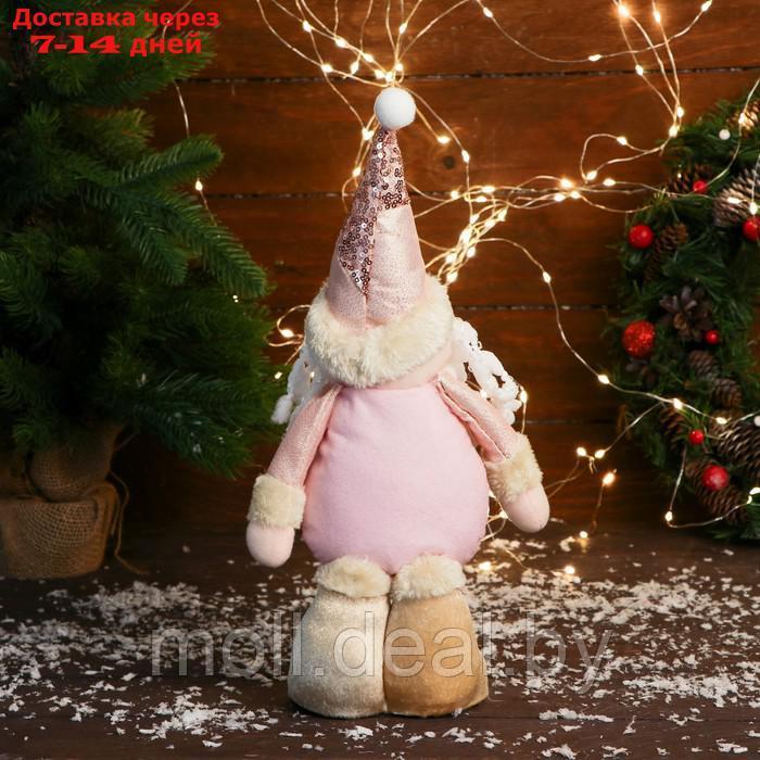 Мягкая игрушка "Дед Мороз в костюме с цветочками" стоит, 13х30 см, розовый - фото 2 - id-p220110366