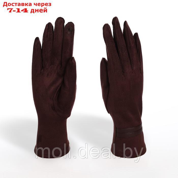 Перчатки жен 24*0,3*8,5 см, замша, безразм, без утеплителя, 2 полосы, коричневый - фото 1 - id-p220112343