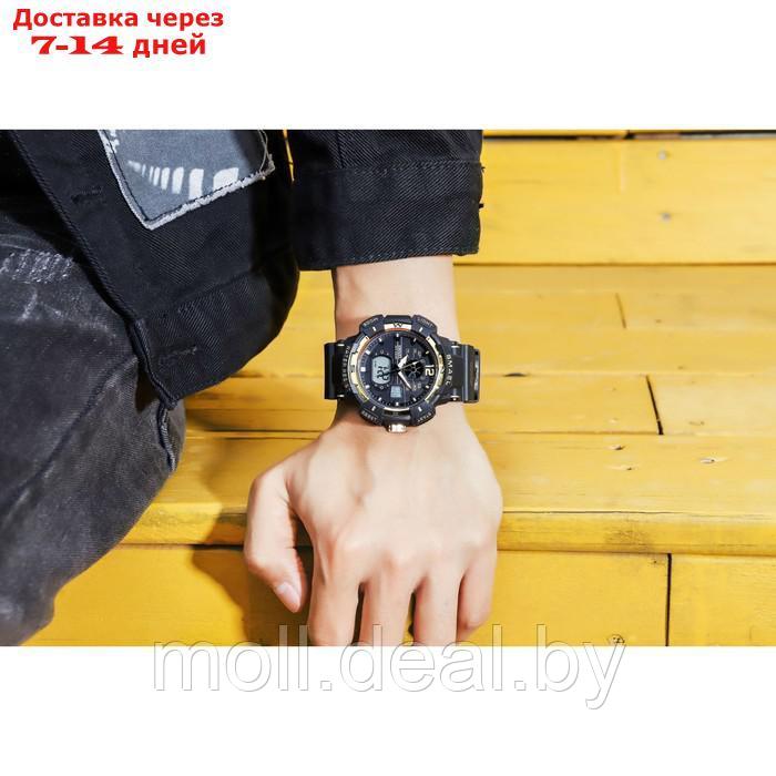Часы наручные электронные, с будильником, d-5.3 см, ремешок l-26 см, 5 ATM, черные - фото 5 - id-p220112365