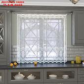 Штора кухонная на шторной ленте ш245хв165 см, цв. Белый, 100% п/э, арт.Р.М509б
