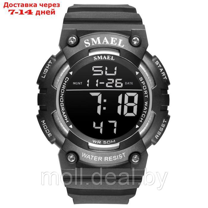 Часы наручные электронные, с будильником, d-4.9 см, ремешок l-25.5 см, 5 ATM, черные - фото 1 - id-p220112406