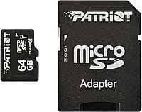 Карта памяти Patriot microSDXC LX Series (Class 10) 64GB + адаптер [PSF64GMCSDXC10]