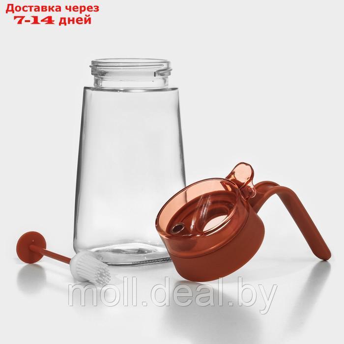 Бутыль стеклянная для масла с кисточкой Доляна "Коралл", 600 мл, 5,9×19 см - фото 5 - id-p220111439