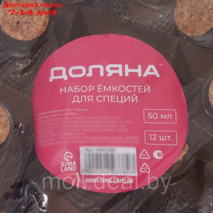 Набор для специй с пробковой крышкой "Парфе" 50 мл, 12 шт/уп, 5,5х5,5х7 см - фото 8 - id-p220111441