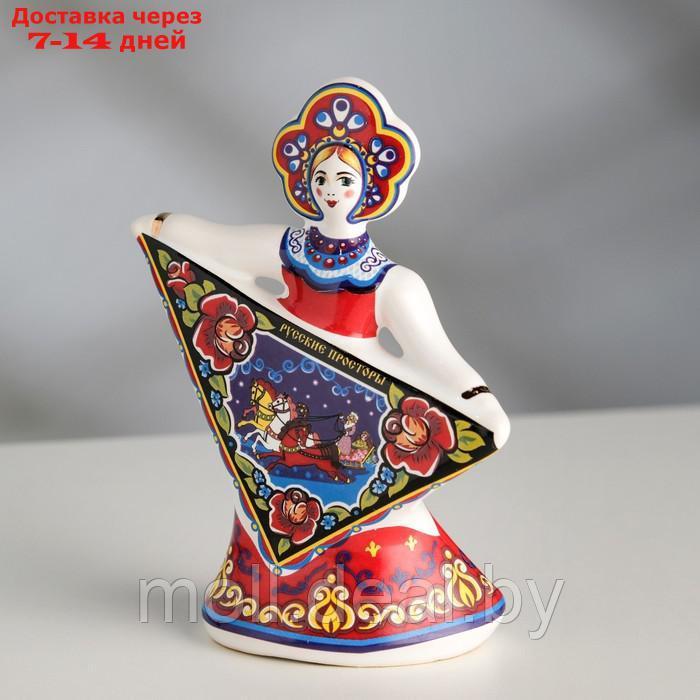 Сувенир колокольчик "Кукла с платком", гжель, 11 см, керамика - фото 2 - id-p220108222