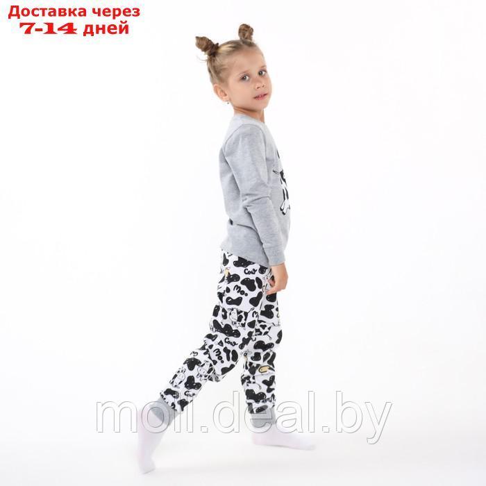 Пижама для девочки (лонгслив/штанишки), цвет серый/коровка, рост 98см - фото 4 - id-p220108277