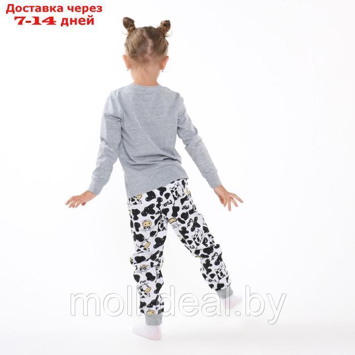 Пижама для девочки (лонгслив/штанишки), цвет серый/коровка, рост 104см - фото 5 - id-p220108278