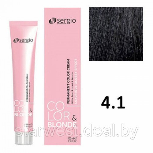 Sergio Professional COLOR&BLONDE 4.1 Коричневый Пепельный 100 мл Крем-краска стойкая для окрашивания волос - фото 1 - id-p220132210