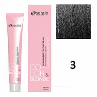 Sergio Professional COLOR&BLONDE 3 Темно-Коричневый 100 мл Крем-краска стойкая для окрашивания волос