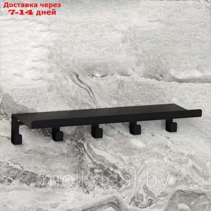 Полка с крючками "Лофт Арт", 35×10×6,5 см, цвет чёрный - фото 2 - id-p220109661
