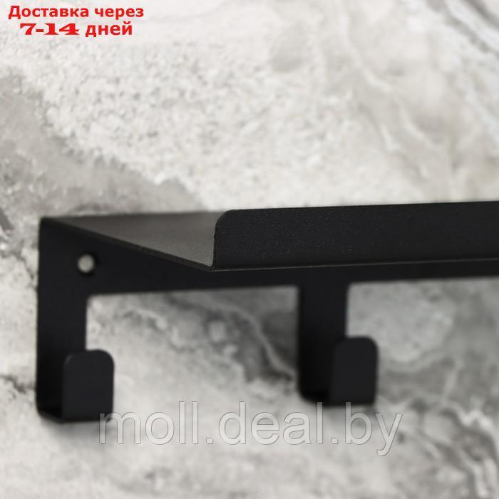 Полка с крючками "Лофт Арт", 35×10×6,5 см, цвет чёрный - фото 4 - id-p220109661