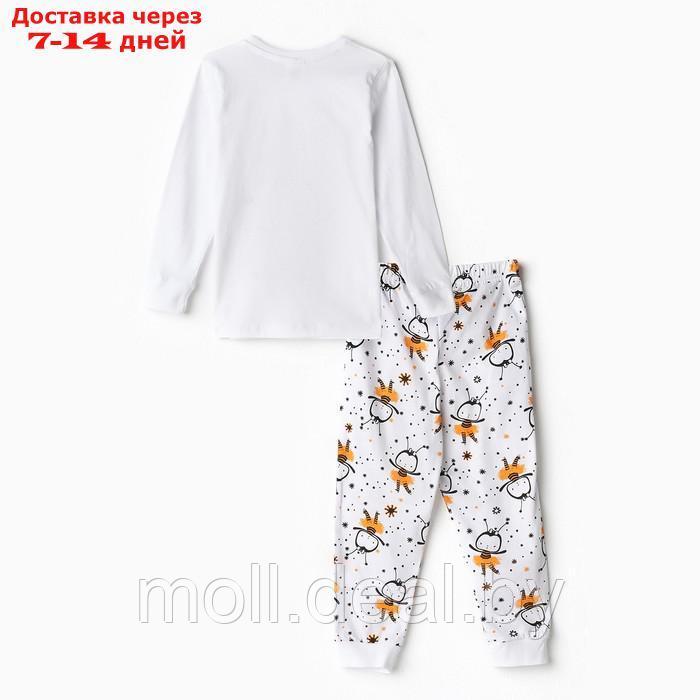Пижама для девочки (лонгслив/штанишки), цвет белая/пчёлка, рост 104см - фото 4 - id-p220108281