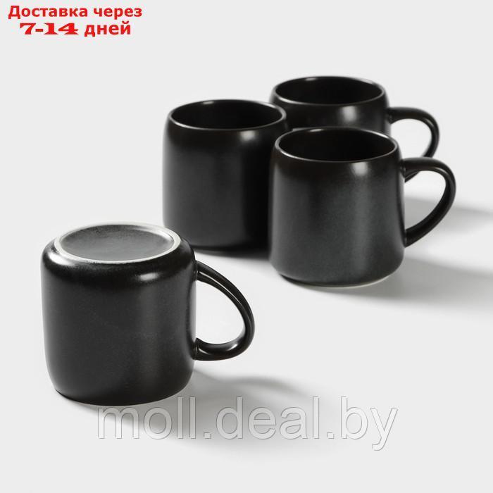 Набор керамический чайный Loft, 6 предметов: чайник 1 л, 4 кружки 250мл, поднос 33×20 см, цвет чёрный - фото 4 - id-p220109699