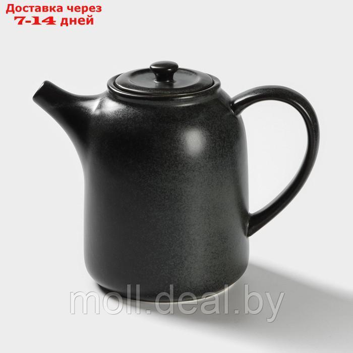 Набор керамический чайный Loft, 6 предметов: чайник 1 л, 4 кружки 250мл, поднос 33×20 см, цвет чёрный - фото 6 - id-p220109699