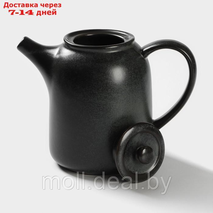 Набор керамический чайный Loft, 6 предметов: чайник 1 л, 4 кружки 250мл, поднос 33×20 см, цвет чёрный - фото 7 - id-p220109699