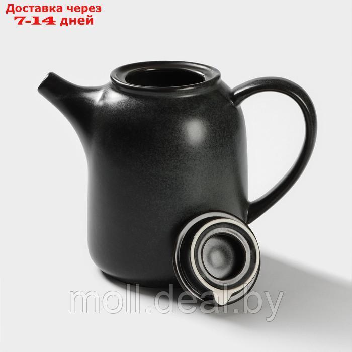 Набор керамический чайный Loft, 6 предметов: чайник 1 л, 4 кружки 250мл, поднос 33×20 см, цвет чёрный - фото 8 - id-p220109699