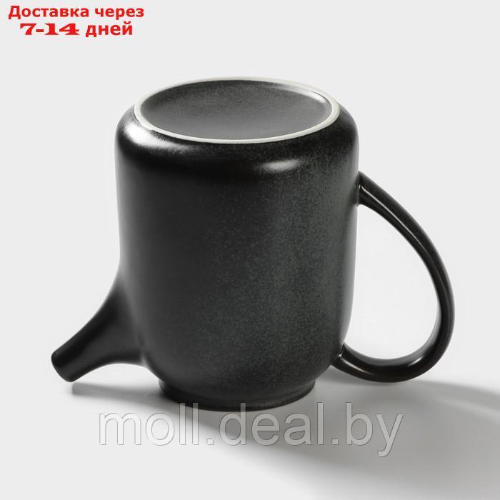 Набор керамический чайный Loft, 6 предметов: чайник 1 л, 4 кружки 250мл, поднос 33×20 см, цвет чёрный - фото 9 - id-p220109699