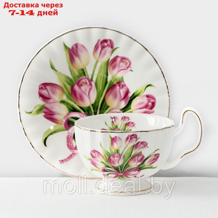 Сервиз фарфоровый чайный Spring, 12 предметов: 6 кружек 220 мл, 6 блюдец d=15 см, цвет белый - фото 3 - id-p220109700