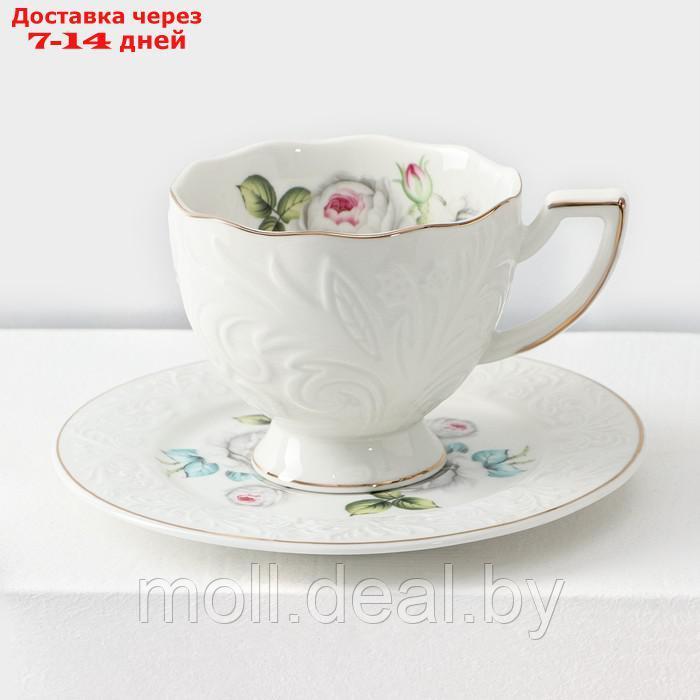 Сервиз фарфоровый чайный Rose, 12 предметов: 6 кружек 220 мл, 6 блюдец d=15 см, цвет белый - фото 2 - id-p220109710