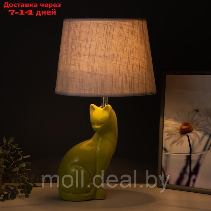 Настольная лампа "Кошечка" Е27 40Вт бело-фисташковый 25х25х46 см - фото 2 - id-p220112644