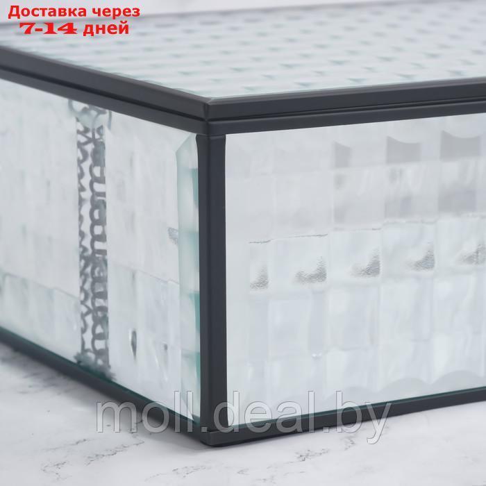 Органайзер для хранения "Square", 1 секция, с крышкой, стеклянный, с зеркальным основанием, 25 × 17,5 см, цвет - фото 8 - id-p218424971
