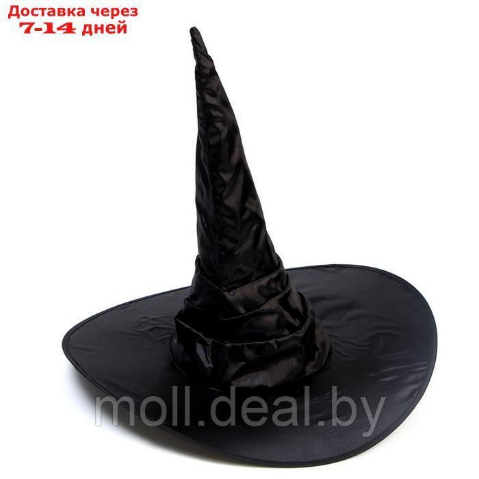 Шляпа Ведьмочки драпированная, блестящая, черная - фото 1 - id-p220109744