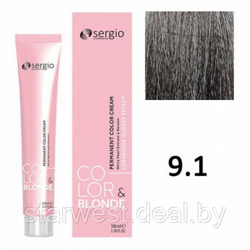 Sergio Professional COLOR&BLONDE 9.1 Светлый Блондин Пепельный 100 мл Крем-краска для окрашивания волос - фото 1 - id-p220133042