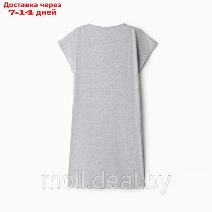 Платье домашнее женское с карманами "Мишка с сердцем", цвет серый меланж, размер 54 - фото 5 - id-p220111746
