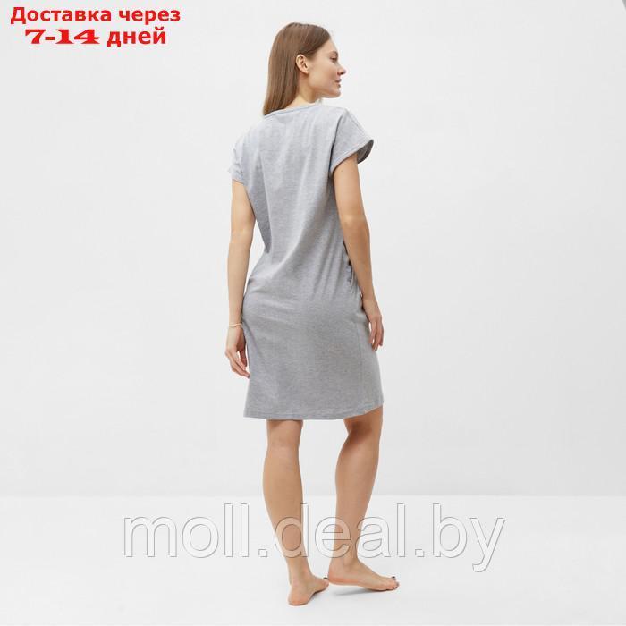 Платье домашнее женское с карманами "Мишка с сердцем", цвет серый меланж, размер 46 - фото 3 - id-p220111747