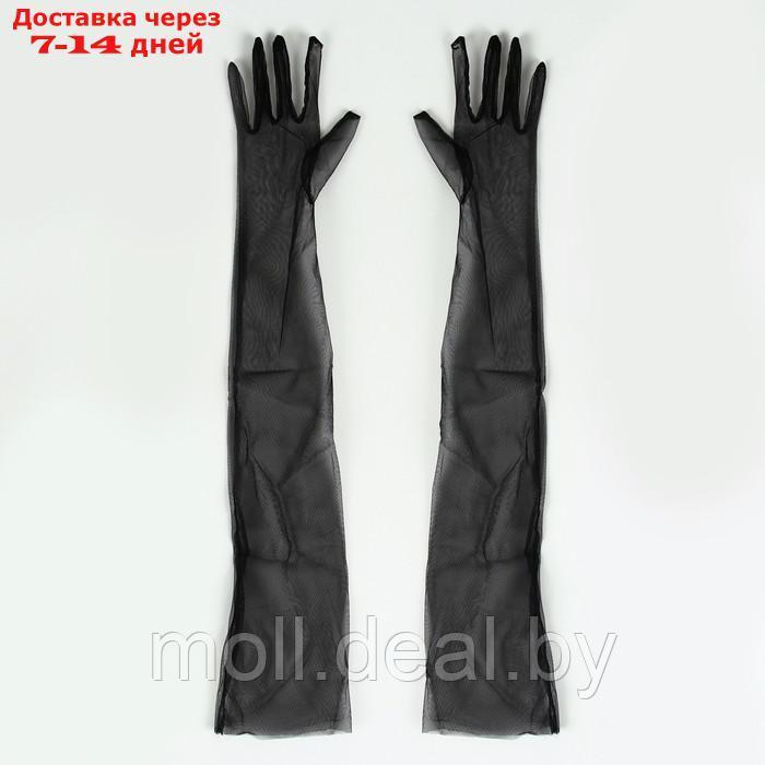 Карнавальный аксессуар-перчатки прозрачные, цвет чёрный - фото 3 - id-p220111773