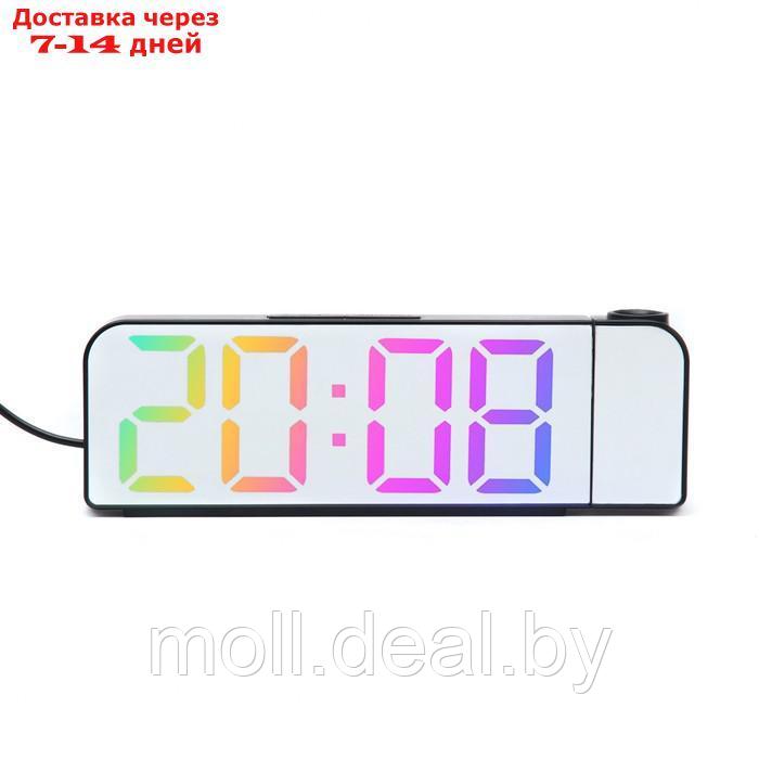 Часы настольные электронные с проекцией: будильник, термометр, календарь, 19.6 х 6.5 см - фото 3 - id-p220110859