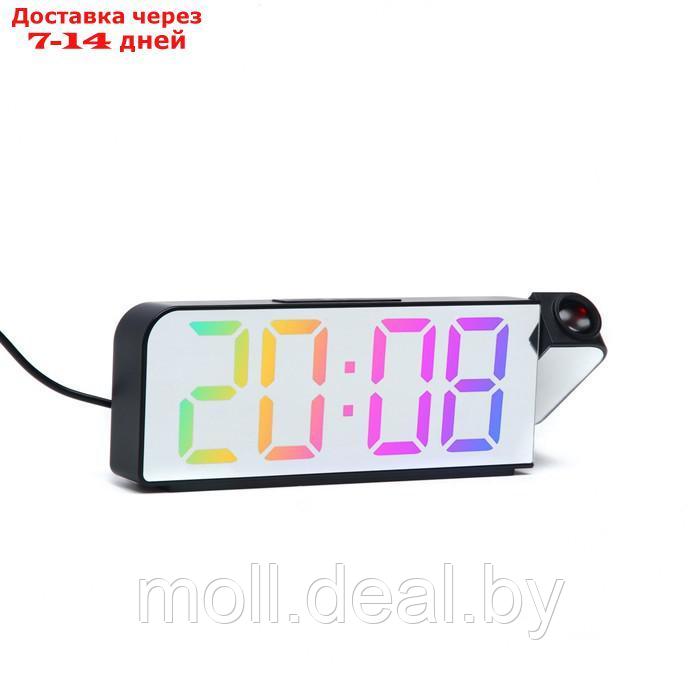 Часы настольные электронные с проекцией: будильник, термометр, календарь, 19.6 х 6.5 см - фото 4 - id-p220110859