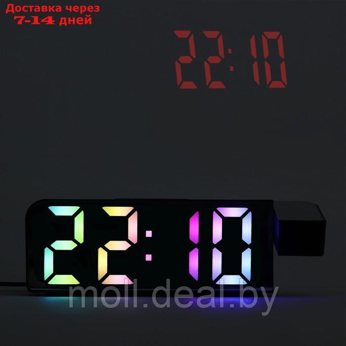 Часы настольные электронные с проекцией: будильник, термометр, календарь, 19.6 х 6.5 см - фото 6 - id-p220110859