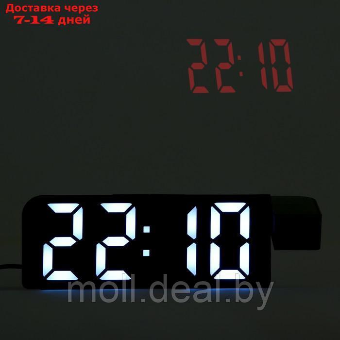 Часы настольные электронные с проекцией: будильник, термометр, календарь, 19.6 х 6.5 см - фото 5 - id-p220110862