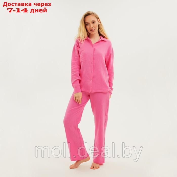 Пижама женская (рубашка и брюки) KAFTAN "Basic" размер 52-54, цвет розовый - фото 1 - id-p220106433
