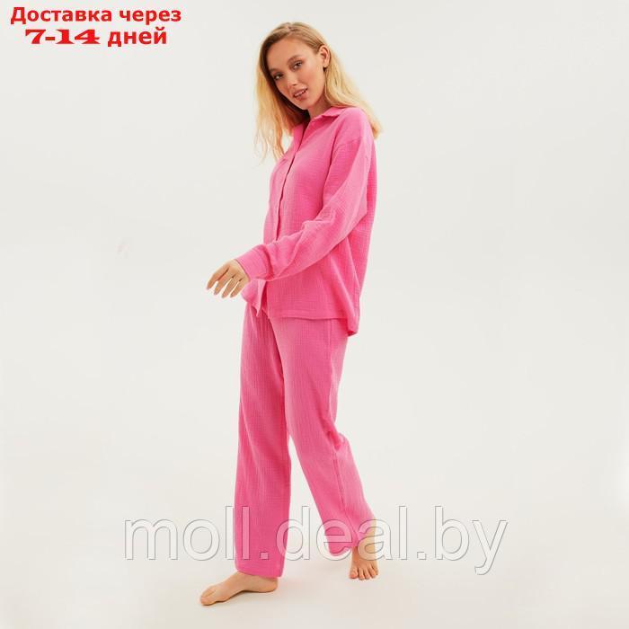Пижама женская (рубашка и брюки) KAFTAN "Basic" размер 52-54, цвет розовый - фото 3 - id-p220106433