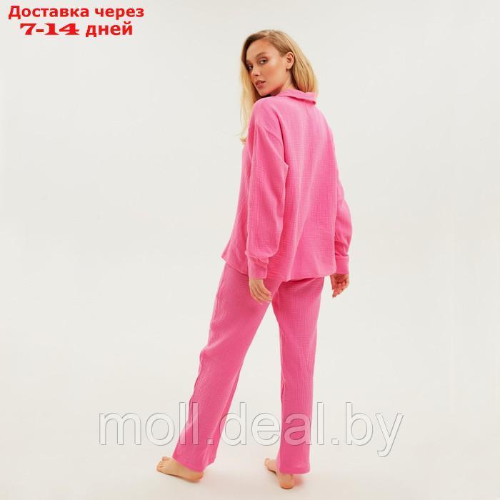 Пижама женская (рубашка и брюки) KAFTAN "Basic" размер 52-54, цвет розовый - фото 4 - id-p220106433