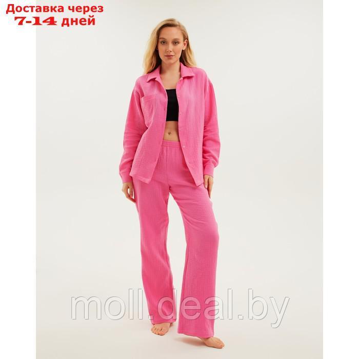 Пижама женская (рубашка и брюки) KAFTAN "Basic" размер 52-54, цвет розовый - фото 5 - id-p220106433