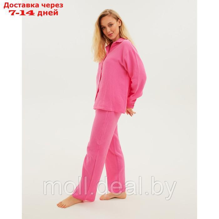 Пижама женская (рубашка и брюки) KAFTAN "Basic" размер 52-54, цвет розовый - фото 6 - id-p220106433