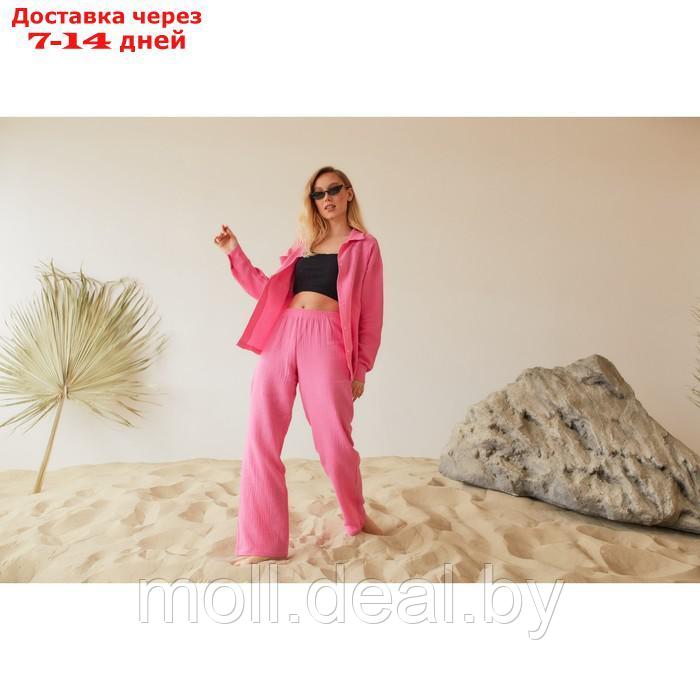 Пижама женская (рубашка и брюки) KAFTAN "Basic" размер 52-54, цвет розовый - фото 7 - id-p220106433