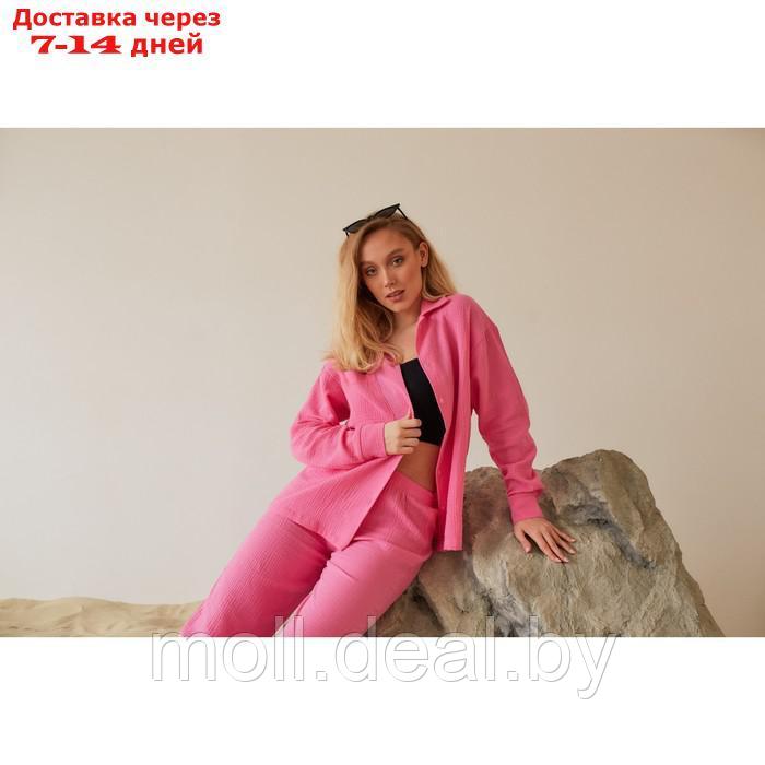 Пижама женская (рубашка и брюки) KAFTAN "Basic" размер 52-54, цвет розовый - фото 9 - id-p220106433