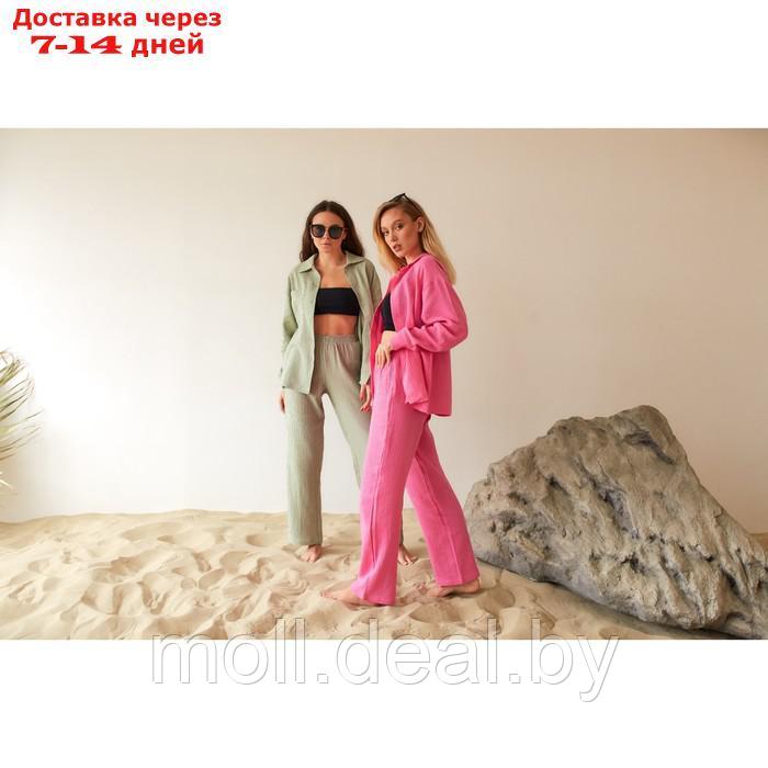 Пижама женская (рубашка и брюки) KAFTAN "Basic" размер 52-54, цвет розовый - фото 10 - id-p220106433