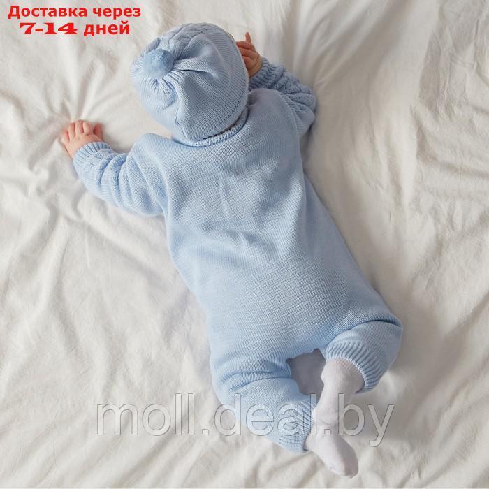 Комбинезон детский с шапочкой вязаный MINAKU, рост 74-80, цвет голубой - фото 5 - id-p220111926