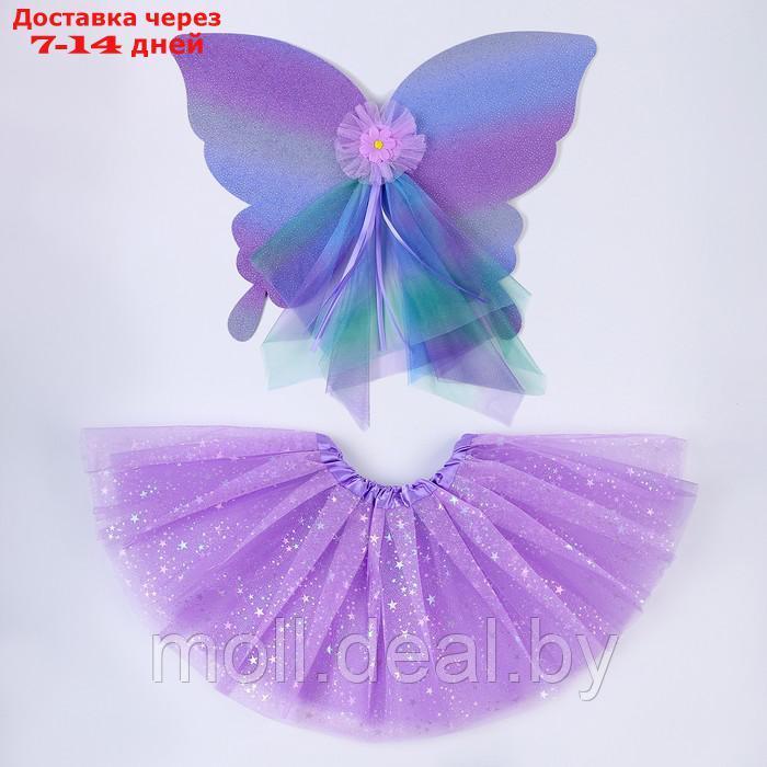 Карнавальный набор "Бабочка", 5-7 лет, сиреневый: юбка с х/б подкладом, крылья - фото 1 - id-p220110964
